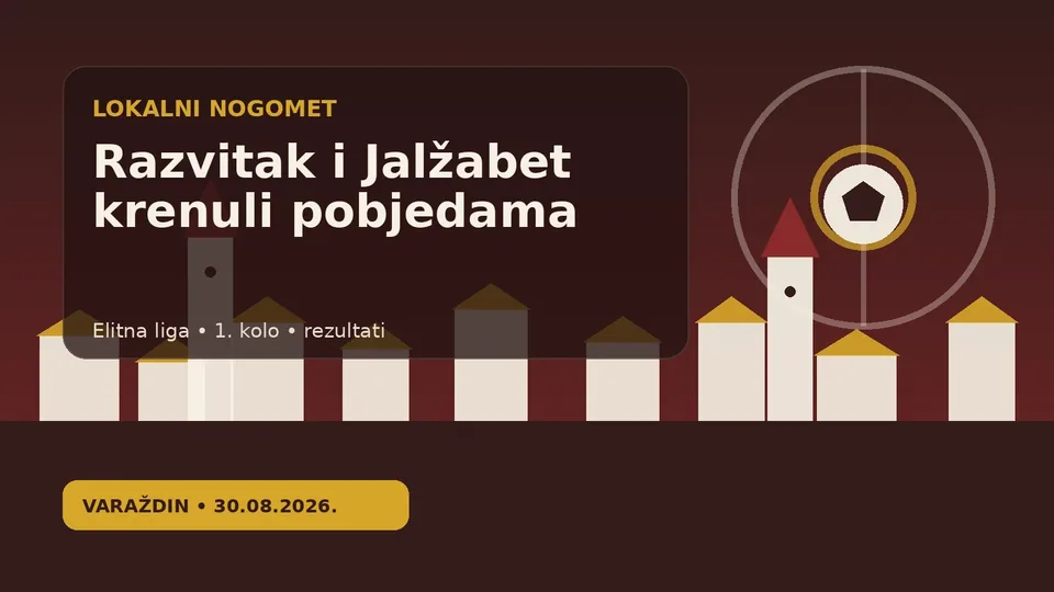 Ilustracija lokalnog nogometnog terena i rezultata prvog kola Elitne lige Varaždinske županije