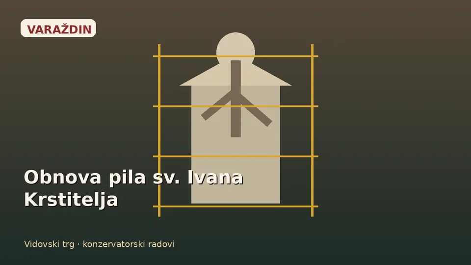 Kameni pil svetog Ivana Krstitelja na Vidovskom trgu u Varaždinu tijekom konzervatorske obnove