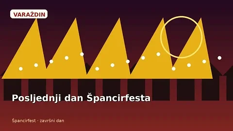 Večernji festivalski ugođaj u Varaždinu uz pozornicu kod Starog grada i svjetla završnice Špancirfesta
