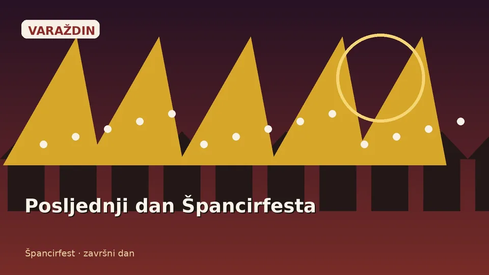 Večernji festivalski ugođaj u Varaždinu uz pozornicu kod Starog grada i svjetla završnice Špancirfesta