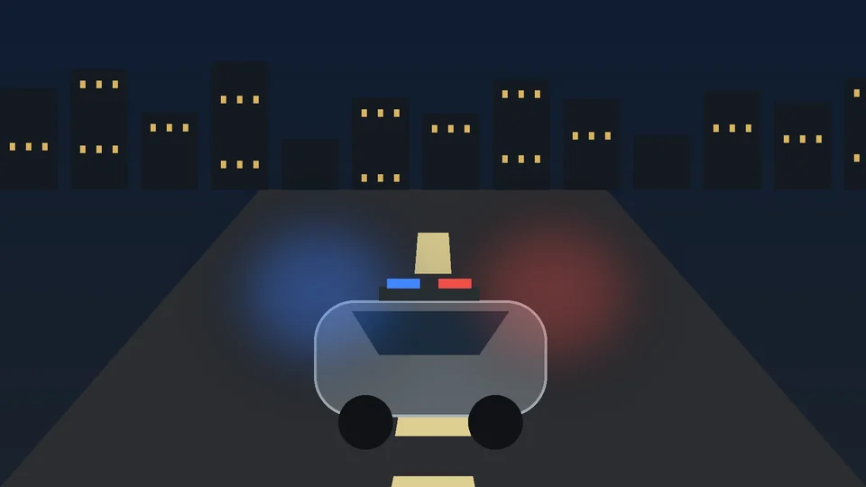 Ilustrativni noćni prikaz policijske kontrole osobnog vozila u središtu Varaždina