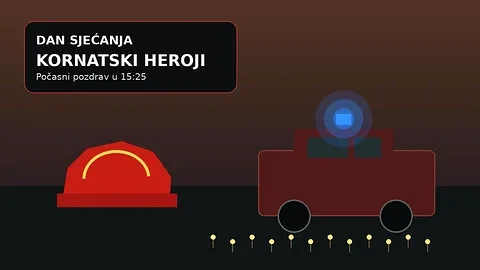 Ilustrativni prikaz vatrogasne kacige i svjetlosne signalizacije u znak sjećanja na kornatske vatrogasce
